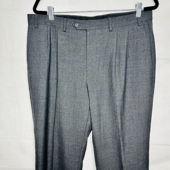 Lauren Ralph Lauren Wool Blend Dress Pants Gray Pleated Trousers 36x32 Cuffed - Picture 2 of 9